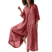 Load image into Gallery viewer, Cotton LinenWomen Jumpsuit Oversized Vintage Button Jumpsuit Summer Women Casual Beach Playsuit Wide Legs Pants Loose Romper
