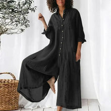 Load image into Gallery viewer, Cotton LinenWomen Jumpsuit Oversized Vintage Button Jumpsuit Summer Women Casual Beach Playsuit Wide Legs Pants Loose Romper
