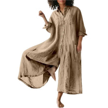 Load image into Gallery viewer, Cotton LinenWomen Jumpsuit Oversized Vintage Button Jumpsuit Summer Women Casual Beach Playsuit Wide Legs Pants Loose Romper
