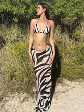Load image into Gallery viewer, EDOLYNSA Sexy Zebra Stripes 3 Pieces Bikini Set 2024 Summer Beach Wear Triangle Bikinis Swimsuit Skirt Swimwear Cover-up A1554
