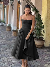 Load image into Gallery viewer, Elegant Women Solid Sling Long Pleated Dress Chic Sleeveless Backless A-line Dresses 2024 Summer Party Club Date Evening Robes
