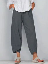 Load image into Gallery viewer, Vintage Print Women Pants Fashion Irregular Casual High Waist Elastic Waist Straight Loose Trousers Summer Lady Cargo Pantalon
