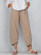 Load image into Gallery viewer, Vintage Print Women Pants Fashion Irregular Casual High Waist Elastic Waist Straight Loose Trousers Summer Lady Cargo Pantalon
