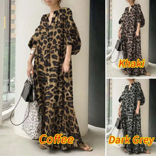 Load image into Gallery viewer, Fashion Printed Maxi Dress Women&#39;s Leopard Sundress 2023 ZANZEA Spring Puff Sleeve Long Vestidos Female V Neck Robe Oversize
