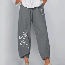 Load image into Gallery viewer, Vintage Print Women Pants Fashion Irregular Casual High Waist Elastic Waist Straight Loose Trousers Summer Lady Cargo Pantalon
