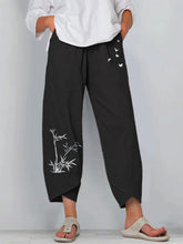 Load image into Gallery viewer, Vintage Print Women Pants Fashion Irregular Casual High Waist Elastic Waist Straight Loose Trousers Summer Lady Cargo Pantalon
