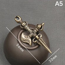 Load image into Gallery viewer, Handcraft Pendant Vintage Solid Religious Pestle Prayer Pendants Nepal Tibetan Handcraft Buddhist Vajra Pestle Copper Crafts
