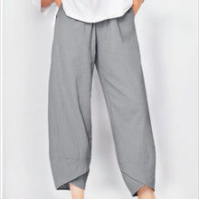 Load image into Gallery viewer, Vintage Print Women Pants Fashion Irregular Casual High Waist Elastic Waist Straight Loose Trousers Summer Lady Cargo Pantalon
