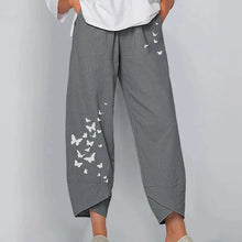 Load image into Gallery viewer, Vintage Print Women Pants Fashion Irregular Casual High Waist Elastic Waist Straight Loose Trousers Summer Lady Cargo Pantalon
