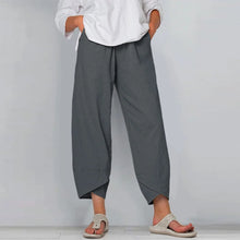 Load image into Gallery viewer, Vintage Print Women Pants Fashion Irregular Casual High Waist Elastic Waist Straight Loose Trousers Summer Lady Cargo Pantalon
