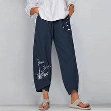 Load image into Gallery viewer, Vintage Print Women Pants Fashion Irregular Casual High Waist Elastic Waist Straight Loose Trousers Summer Lady Cargo Pantalon
