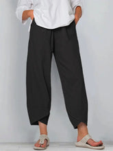Load image into Gallery viewer, Vintage Print Women Pants Fashion Irregular Casual High Waist Elastic Waist Straight Loose Trousers Summer Lady Cargo Pantalon
