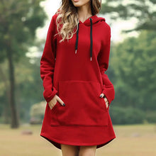 Load image into Gallery viewer, Casual Loose Solid Women Hoodies Long Style Sweatshirt Casual Pocket Oversized Hoodie kpop Hoody Dress Pullover
