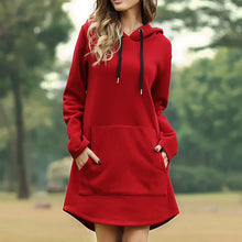 Load image into Gallery viewer, Casual Loose Solid Women Hoodies Long Style Sweatshirt Casual Pocket Oversized Hoodie kpop Hoody Dress Pullover
