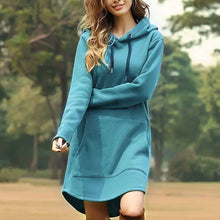 Load image into Gallery viewer, Casual Loose Solid Women Hoodies Long Style Sweatshirt Casual Pocket Oversized Hoodie kpop Hoody Dress Pullover

