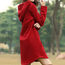 Load image into Gallery viewer, Casual Loose Solid Women Hoodies Long Style Sweatshirt Casual Pocket Oversized Hoodie kpop Hoody Dress Pullover
