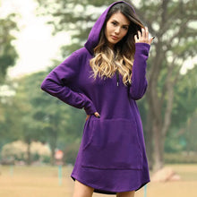 Load image into Gallery viewer, Casual Loose Solid Women Hoodies Long Style Sweatshirt Casual Pocket Oversized Hoodie kpop Hoody Dress Pullover
