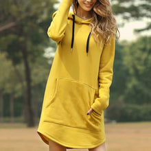 Load image into Gallery viewer, Casual Loose Solid Women Hoodies Long Style Sweatshirt Casual Pocket Oversized Hoodie kpop Hoody Dress Pullover
