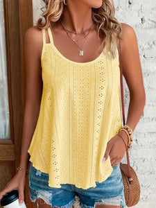 Large Big 5xl Women Leisure Simple Boho Camis Tops Women's Hollow Out Top Pullovers 2024 New Summer Casual Beach Shirts Clothing