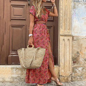 Long Dress for Women 2023 Summer Beach Bohemian Dresses Vestido Casual Robe Female Clothing Y2K Floral Skirt Elegant Maxi Dress