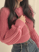Load image into Gallery viewer, Loose Vintage Harajuku Lantern Long Sleeve Women Sweater Korean Autumn Winter Knitwear Soft Warm Tops Chic Solid Femme Sweater
