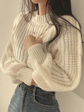 Load image into Gallery viewer, Loose Vintage Harajuku Lantern Long Sleeve Women Sweater Korean Autumn Winter Knitwear Soft Warm Tops Chic Solid Femme Sweater
