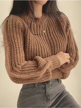 Load image into Gallery viewer, Loose Vintage Harajuku Lantern Long Sleeve Women Sweater Korean Autumn Winter Knitwear Soft Warm Tops Chic Solid Femme Sweater
