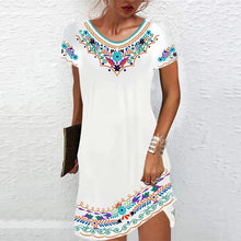 Load image into Gallery viewer, M-3XL Vintage Elegant Ethnic Dress for Women 2023 Summer Loose Bohemian Beach Midi Dress Casual Female Clothing Pullover Skirt
