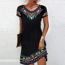 Load image into Gallery viewer, M-3XL Vintage Elegant Ethnic Dress for Women 2023 Summer Loose Bohemian Beach Midi Dress Casual Female Clothing Pullover Skirt
