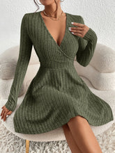 Load image into Gallery viewer, New for autumn/Winter 2024 Women Knit Slim Sexy Bodycon Dress V-Neck Long Sleeve Dress Solid Casual Midi Sweater Dress
