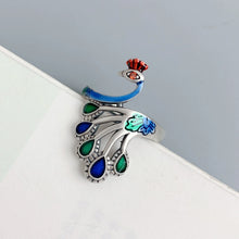 Load image into Gallery viewer, Sterling Silver Retro Thai Silver Ethnic Style Classical Ring Women&#39;s Light Luxury Open Index Finger Fashion Personality Exaggerated Peacock Phoenix
