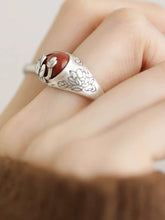 Load image into Gallery viewer, Agate Lotus S925 Silver Ring Women&#39;s 2024 New Niche Design Retro Style Index Finger Ring Mother&#39;s Day Gift
