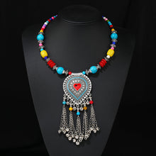 Load image into Gallery viewer, Retro Ethnic Tibetan Necklace Bell Tassel Colored Beaded Collar Sweater Chain Accessories
