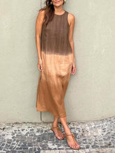 Load image into Gallery viewer, Women&#39;s Clothing Europe and The United States Summer Women&#39;s Casual Cotton and Linen Sleeveless Slit Gradual Change Dress
