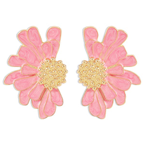 Vintage alloy floral stud earrings women's temperament textured floral earrings