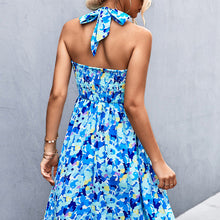 Load image into Gallery viewer, Summer New Line Ruffle Edge Style Hanging Neck Strap Printed Dress
