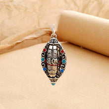 Load image into Gallery viewer, S925 Silver-plated Rotating Six-character Mantra Sutra Pendant, Men&#39;s and Women&#39;s Tibetan Style Retro and Old Necklace

