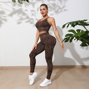 Python Pattern Sports Suit Women's Double Shoulder Straps Beautiful Back Yoga Clothes Sports Wind Yoga Suit