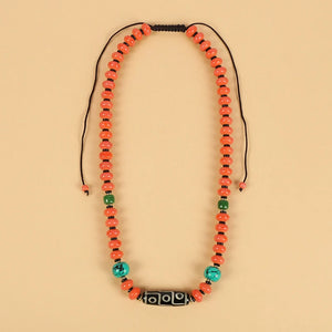 Tianzhu Agate Coral Necklace Tibetan Men and Women Retro Long Ethnic Style Collarbone Chain Tibetan Accessories