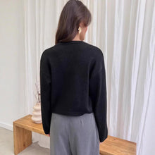 Load image into Gallery viewer, Autumn and Winter Casual Loose Cardigan Lace-up Solid Color Knitted Sweater Women

