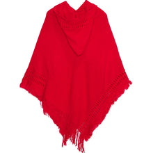 Load image into Gallery viewer, Summer Solid Color Hooded Shawl Women&#39;s Knitting Outside with Spring and Autumn Travel Tassel Pullover Hooded Cape Shawl

