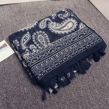 Load image into Gallery viewer, Ethnic Style Navy Blue Cashew, Sunscreen Beach Gauze Scarf
