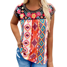 Load image into Gallery viewer, Summer New Ethnic Style Embroidery 3/4 Sleeve Pullover Chiffon Top
