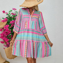 Load image into Gallery viewer, Women&#39;s Clothing New Spring and Autumn Printing V-neck Seven-quarter Sleeve Dress
