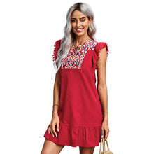Load image into Gallery viewer, New Bohemian Style Embroidered V-neck Knee Length Dress
