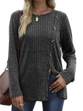 Load image into Gallery viewer, Button Up T-shirt for Women's New Fashion Autumn Casual Solid Color Long Sleeved T-shirt for Women
