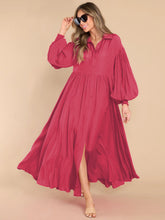 Load image into Gallery viewer, Autumn and Winter New Product Long Solid Color Dress Button Long Dress Loose Oversized Swing Skirt
