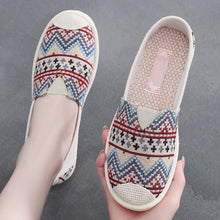 Load image into Gallery viewer, Ethnic Stripe Cloth Shoes Breathable Flat Sole Women&#39;s Single Shoes with One Step Lazy Canvas Shoes
