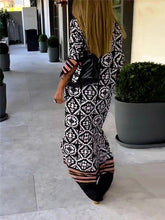 Load image into Gallery viewer, New Summer Retro Casual Geometric Colored Tribal Split V-Neck Long Sleeve Holiday Dress
