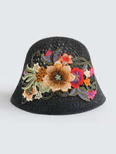Load image into Gallery viewer, Ethnic embroidered flowers in summer breathable hollow sunscreen fisherman hat female sunshade Joker bucket hat Sun basin hat
